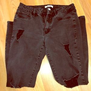 Black Size 10 Refuge Distressed Skinny Jeans
